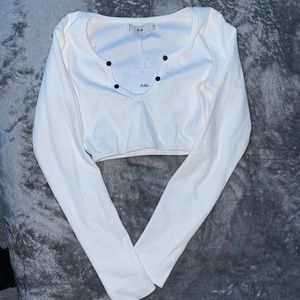 Cropped white long sleeve, size small.